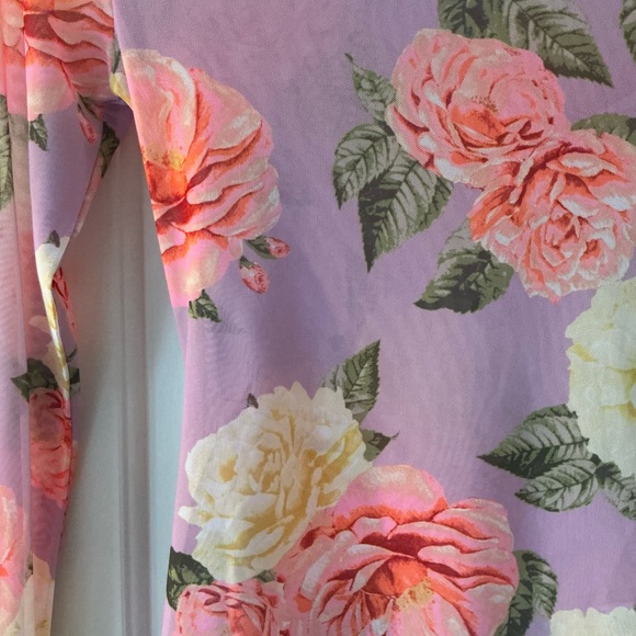 AFRM Floral Long Sleeve Top - Lavender and Peach - Picture 2 of 3